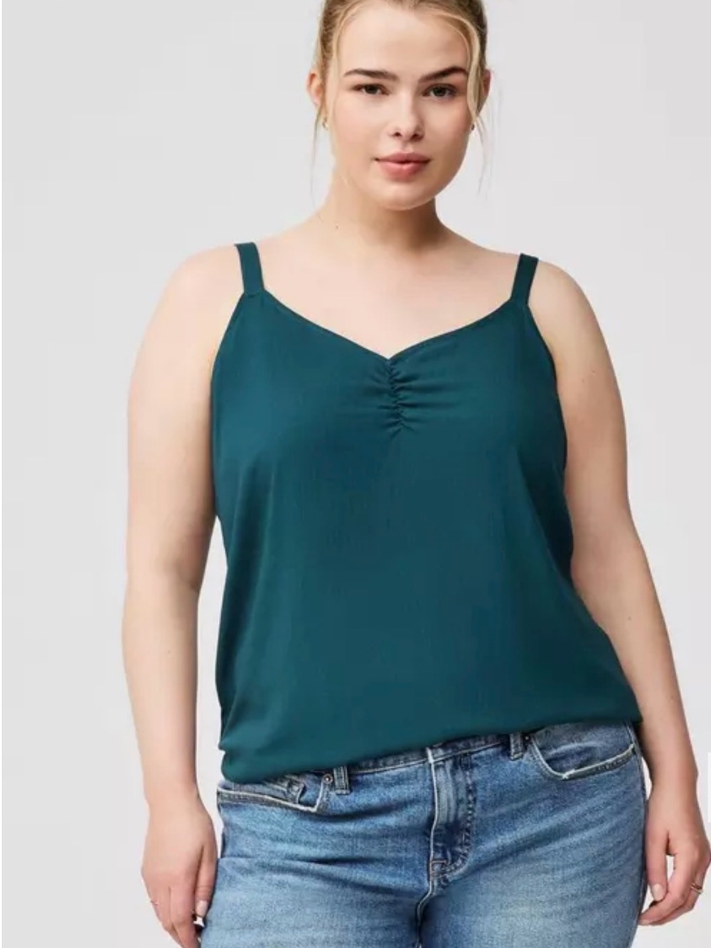 NWOT TORRID TEAL Ava Ruched V-Neck Cami SIZE 1X